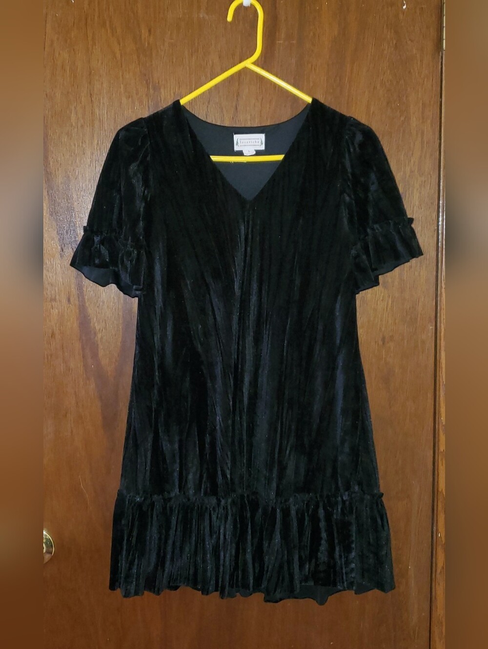 Love Riche Black Velvet Babydoll Dress Sz Small